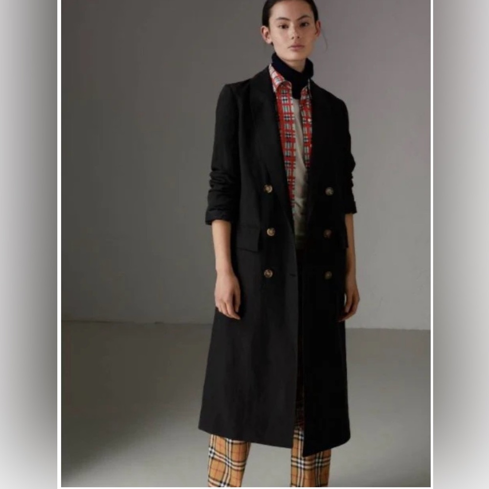 Burberry London Parwood linen silk blend double breasted trench coat us2 XS